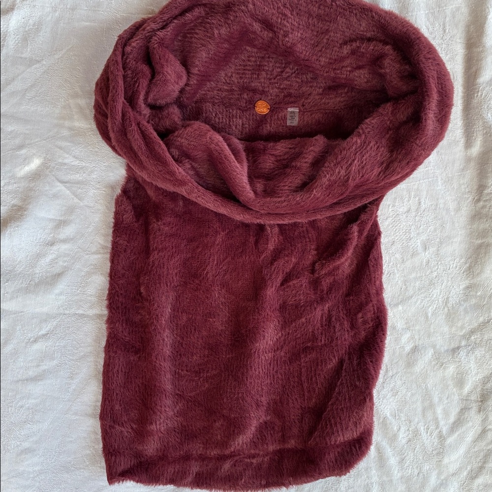 Free People Sleeveless Sweater Womens XL Burgundy Huge Cowl Neck Fluid Comfort